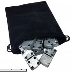 Domino Double Six 6 Silver Tiles Jumbo Tournament Professional Size in Black Elegant Velvet Bag  B074VHGM42